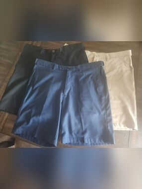 Men's Classic Flat-Front Shorts - Navy, Black, Khaki‎ By Cool 18 Pro Sz 38